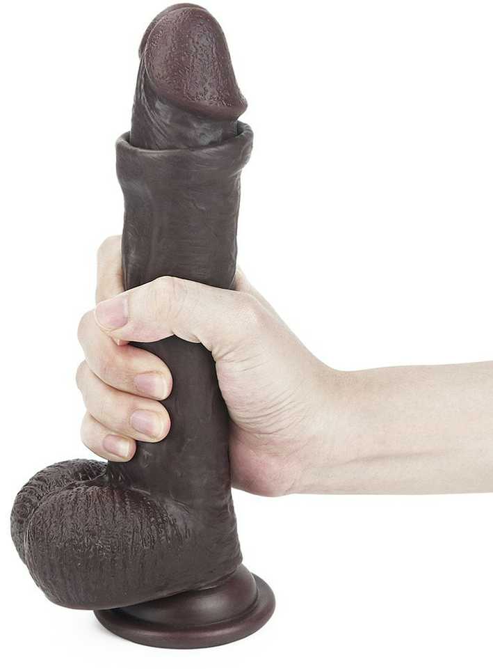 LOVETOY 9'' Sliding-Skin Dildo Coffee