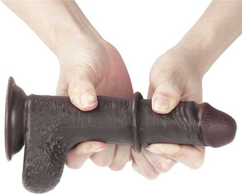 LOVETOY 7'' Sliding-Skin Dildo Coffee
