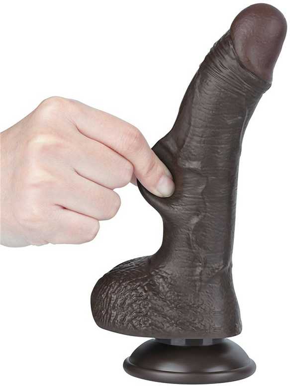 LoveToy 7.5'' slankiojančios odos dvisluoksnis diržas, juodas