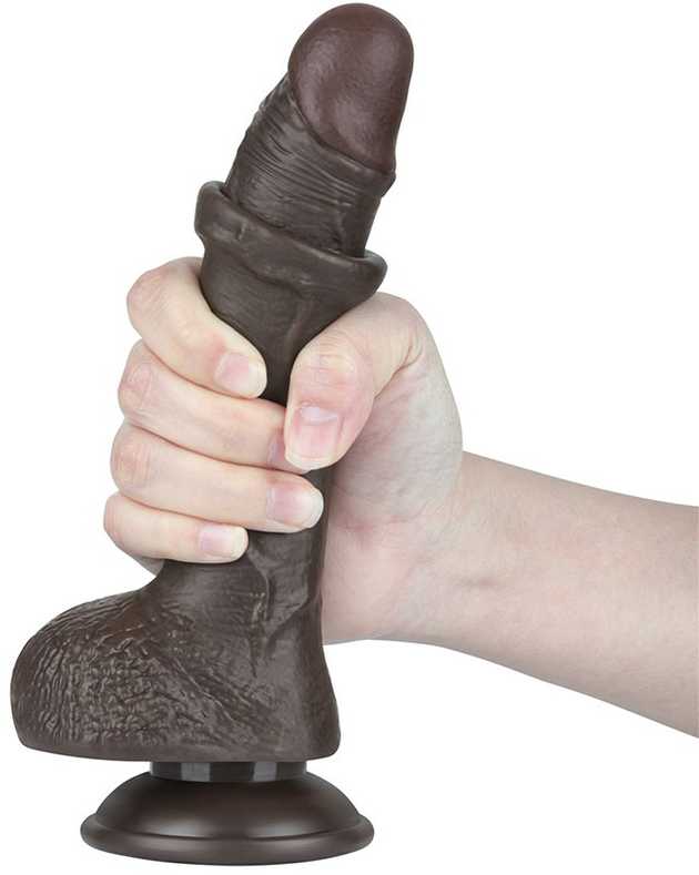 LoveToy 7.5'' slankiojančios odos dvisluoksnis diržas, juodas
