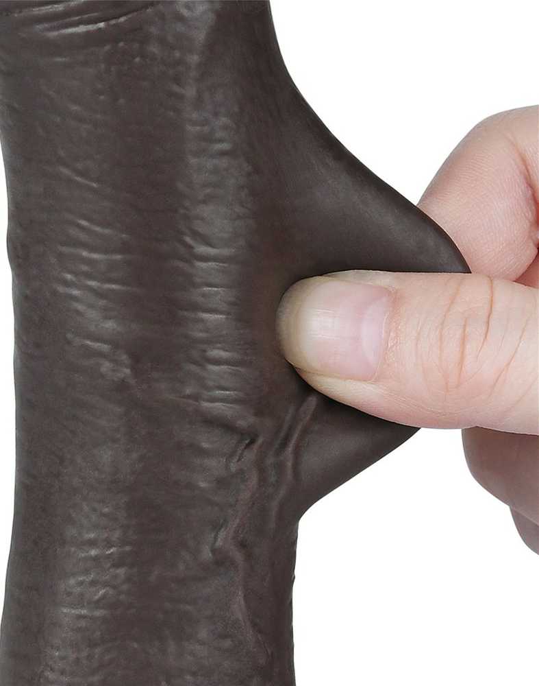 LoveToy 7.5'' slankiojančios odos dvisluoksnis diržas, juodas