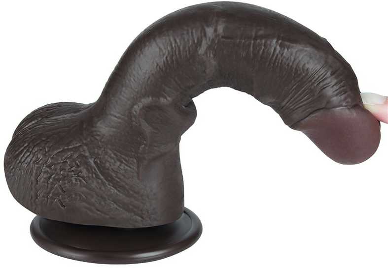 LoveToy 7.5'' slankiojančios odos dvisluoksnis diržas, juodas