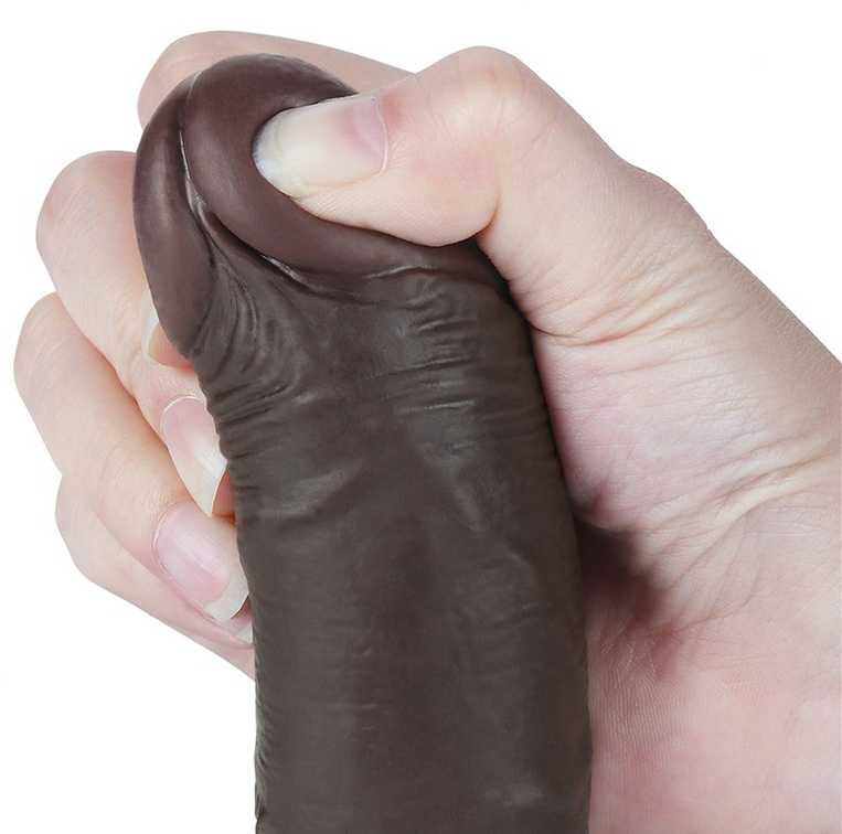 LoveToy 7.5'' slankiojančios odos dvisluoksnis diržas, juodas