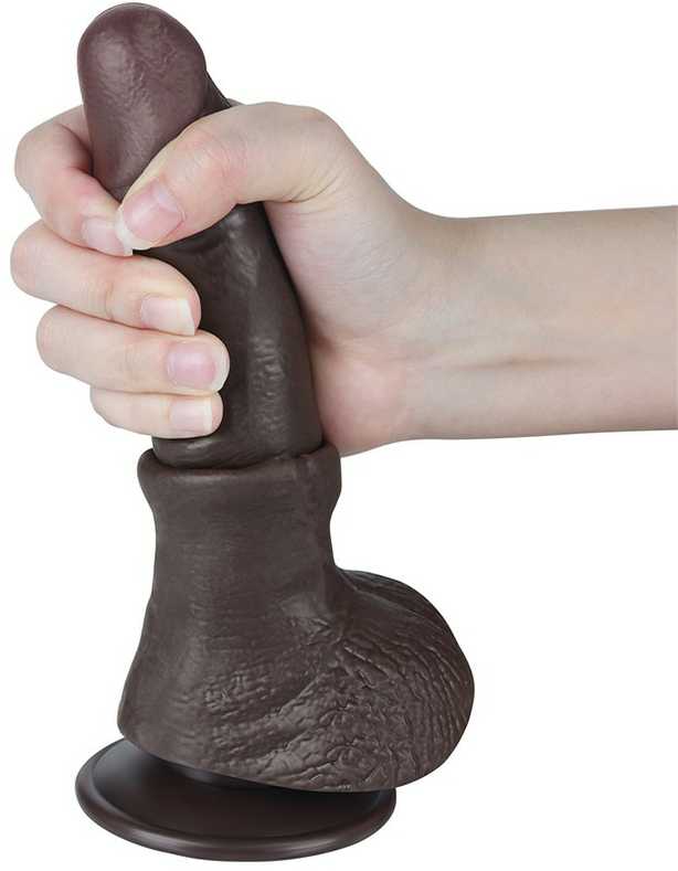 LoveToy 7.5'' slankiojančios odos dvisluoksnis diržas, juodas