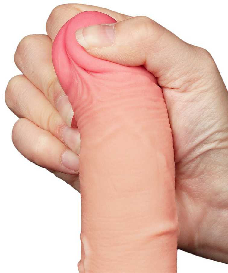LoveToy 7,5 colio slankiojančios odos dvisluoksnis Dong minkštimas