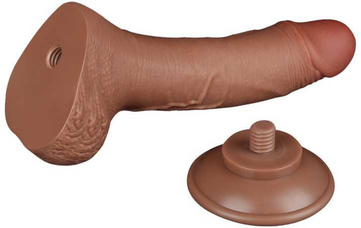 LoveToy 7.5'' slankiojančios odos dvisluoksnis dong'as, rudas