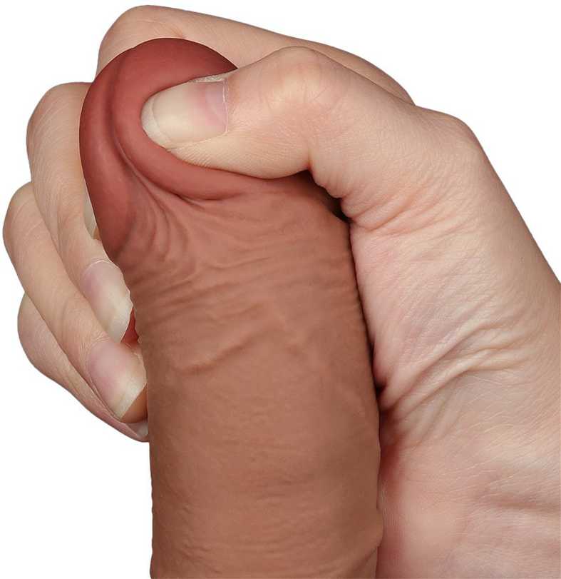 LoveToy 7.5'' slankiojančios odos dvisluoksnis dong'as, rudas
