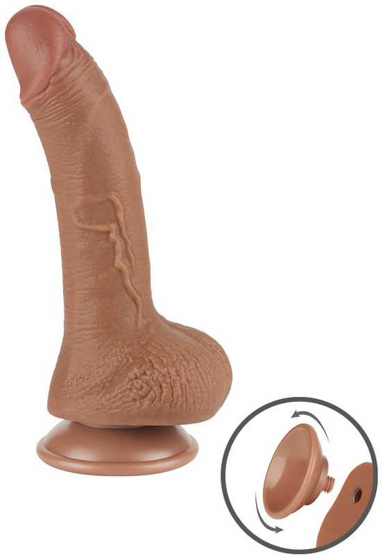 LoveToy 7.5'' slankiojančios odos dvisluoksnis dong'as, rudas