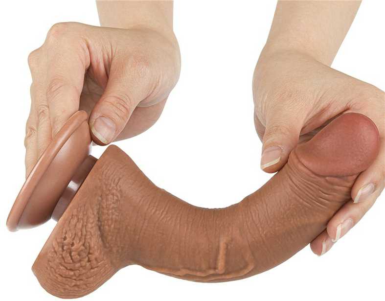 LoveToy 7.5'' slankiojančios odos dvisluoksnis dong'as, rudas