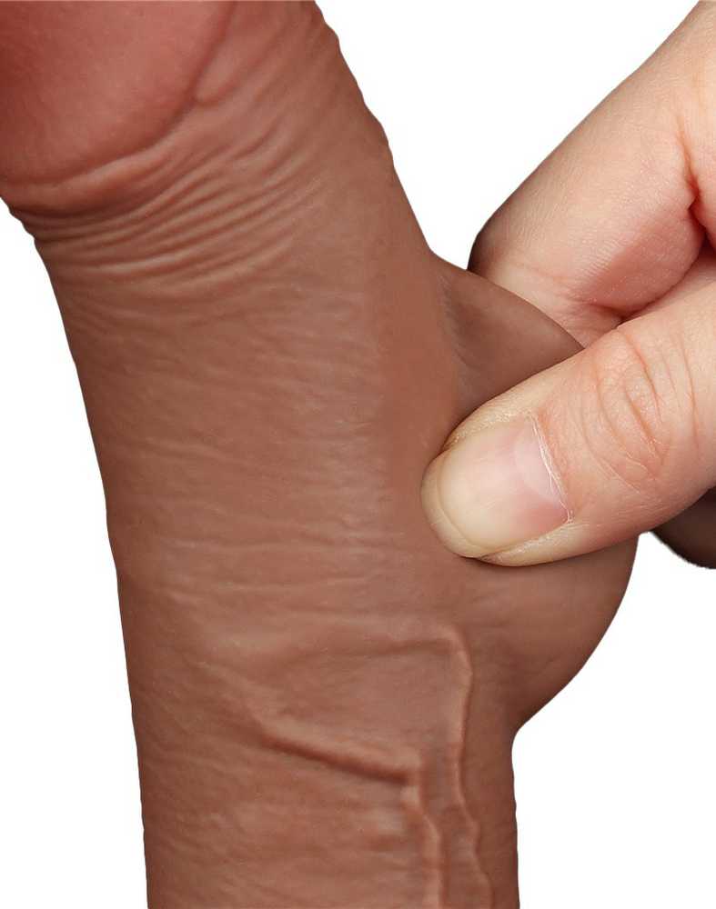 LoveToy 7.5'' slankiojančios odos dvisluoksnis dong'as, rudas