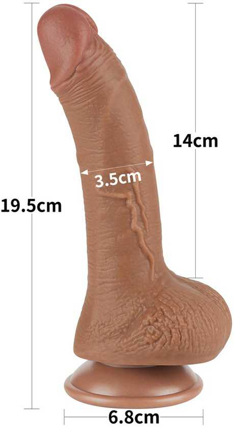 LoveToy 7.5'' slankiojančios odos dvisluoksnis dong'as, rudas