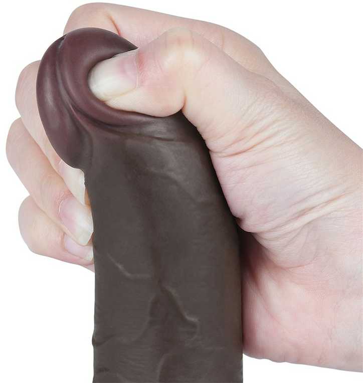 LoveToy 7.5'' slankiojančios odos dvisluoksnis diržas, juodas