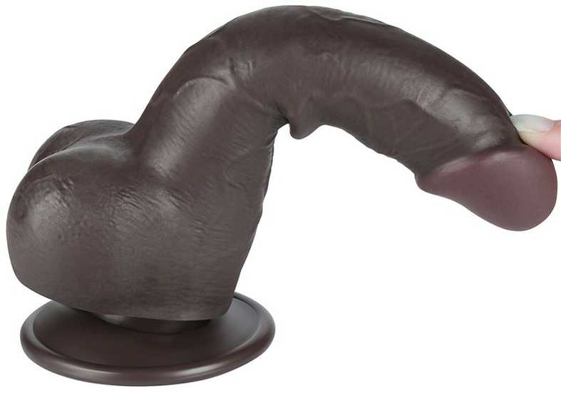LoveToy 7.5'' slankiojančios odos dvisluoksnis diržas, juodas