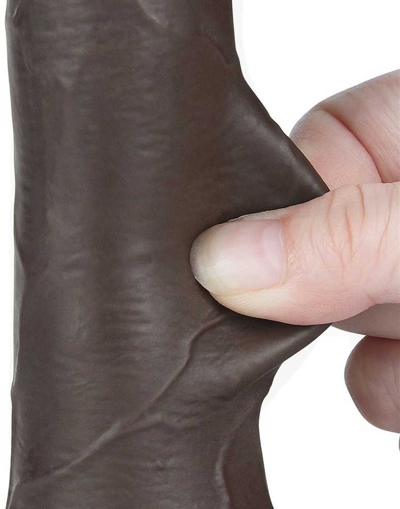 LoveToy 7.5'' slankiojančios odos dvisluoksnis diržas, juodas