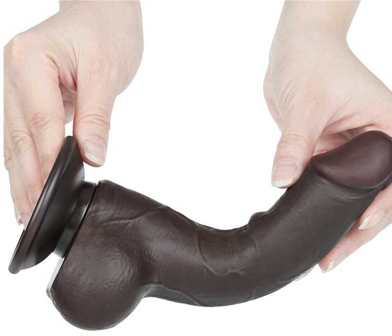 LoveToy 7.5'' slankiojančios odos dvisluoksnis diržas, juodas