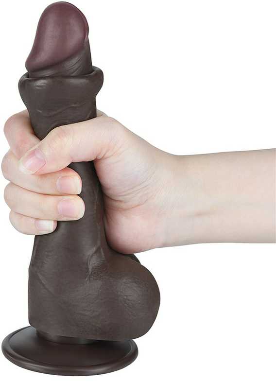 LoveToy 7.5'' slankiojančios odos dvisluoksnis diržas, juodas