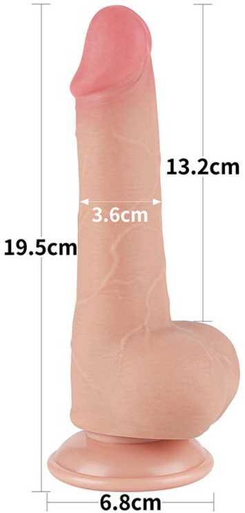 LoveToy 7,5 colio slankiojančios odos dvisluoksnis Dong minkštimas