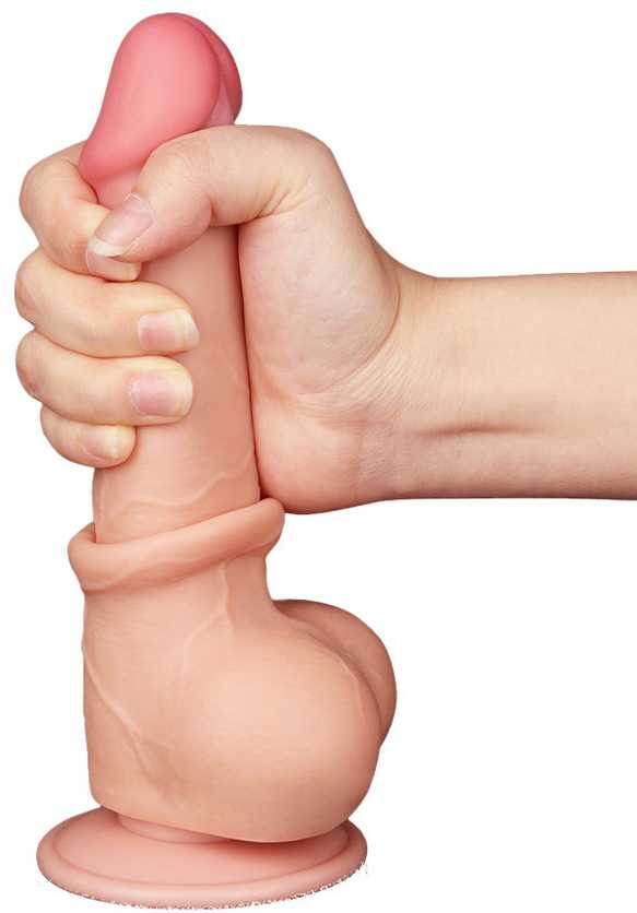 LoveToy 7,5 colio slankiojančios odos dvisluoksnis Dong minkštimas