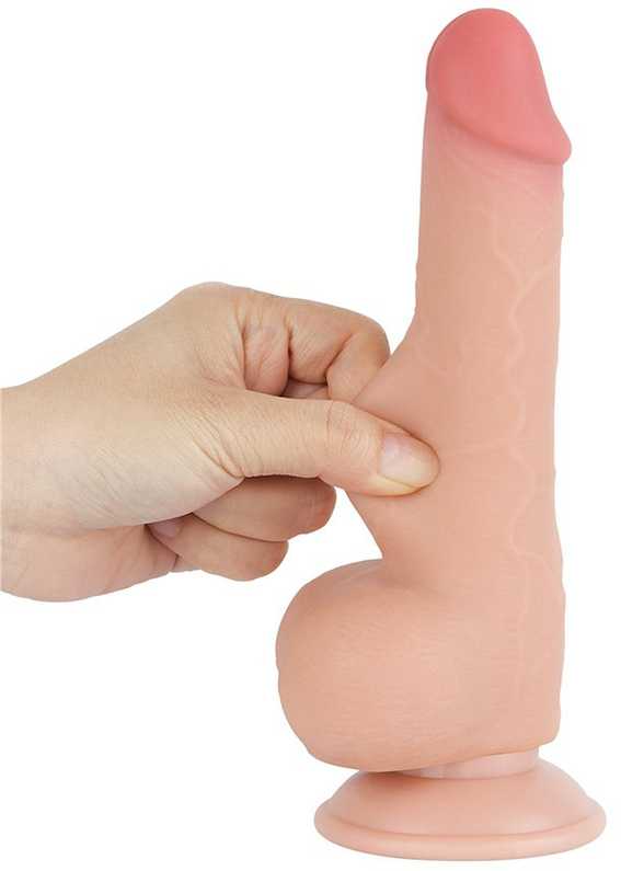 LoveToy 7,5 colio slankiojančios odos dvisluoksnis Dong minkštimas