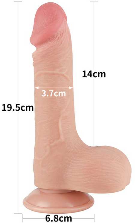 LoveToy 7,5 colio slankiojančios odos dvisluoksnis Dong minkštimas