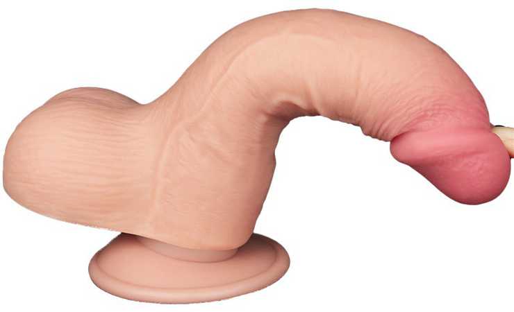 LoveToy 7,5 colio slankiojančios odos dvisluoksnis Dong minkštimas