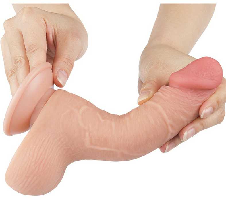 LoveToy 7,5 colio slankiojančios odos dvisluoksnis Dong minkštimas