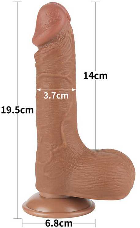 LoveToy 7.5'' slankiojančios odos dvisluoksnis dong'as, rudas