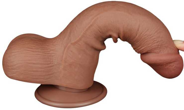 LoveToy 7.5'' slankiojančios odos dvisluoksnis dong'as, rudas