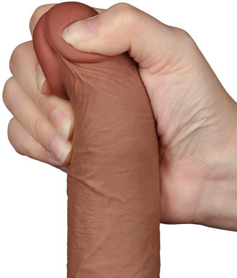 LoveToy 7.5'' slankiojančios odos dvisluoksnis dong'as, rudas