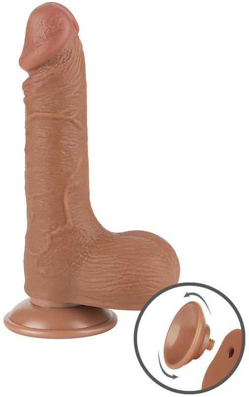 LoveToy 7.5'' slankiojančios odos dvisluoksnis dong'as, rudas