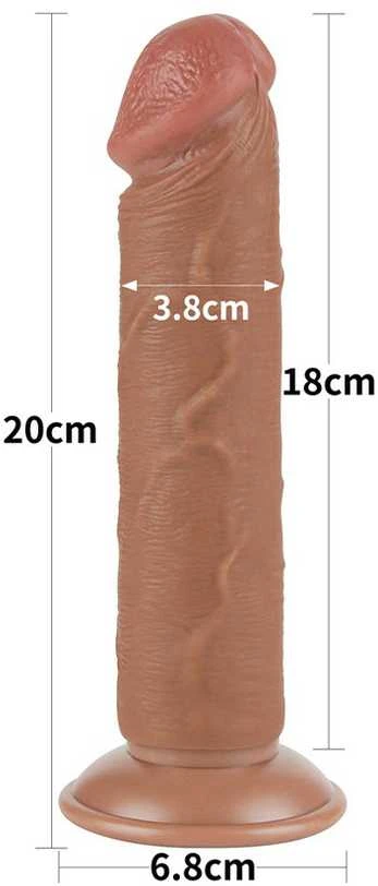 LOVETOY 8 colių slankiojančios odos dvisluoksnis dongas, rudas
