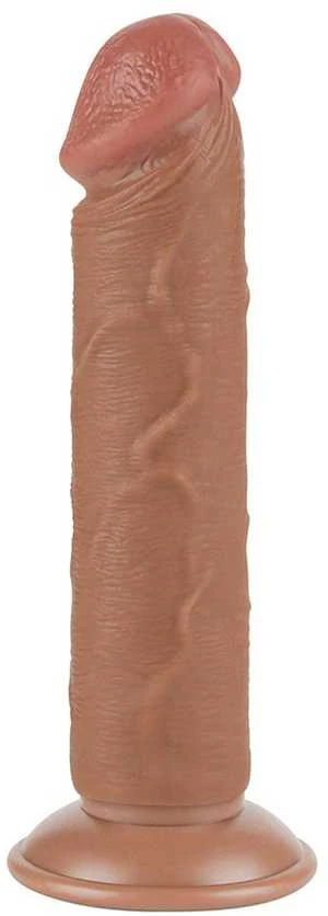 LOVETOY 8 colių slankiojančios odos dvisluoksnis dongas, rudas