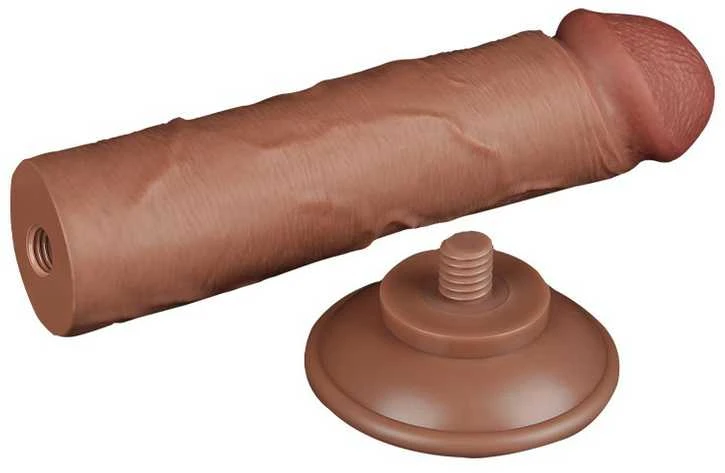 LOVETOY 8 colių slankiojančios odos dvisluoksnis dongas, rudas