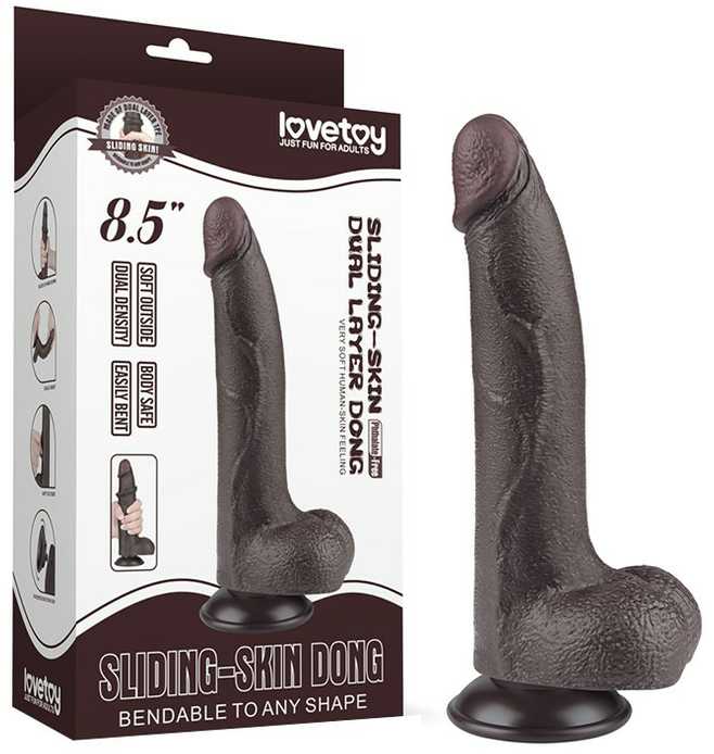 LOVETOY 8.5'' Sliding Skin Dual Layer Dong Juodas