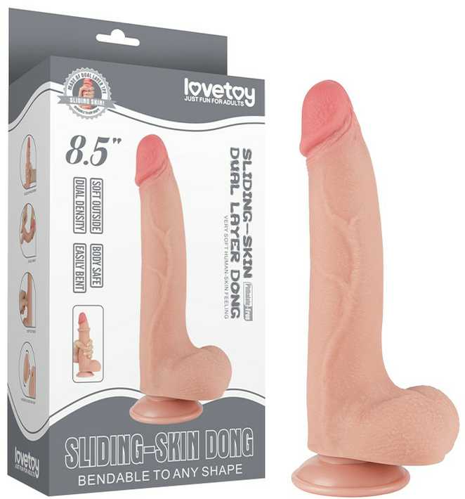LoveToy 8,5 colio slankiojančios odos dvisluoksnis Dong minkštimas