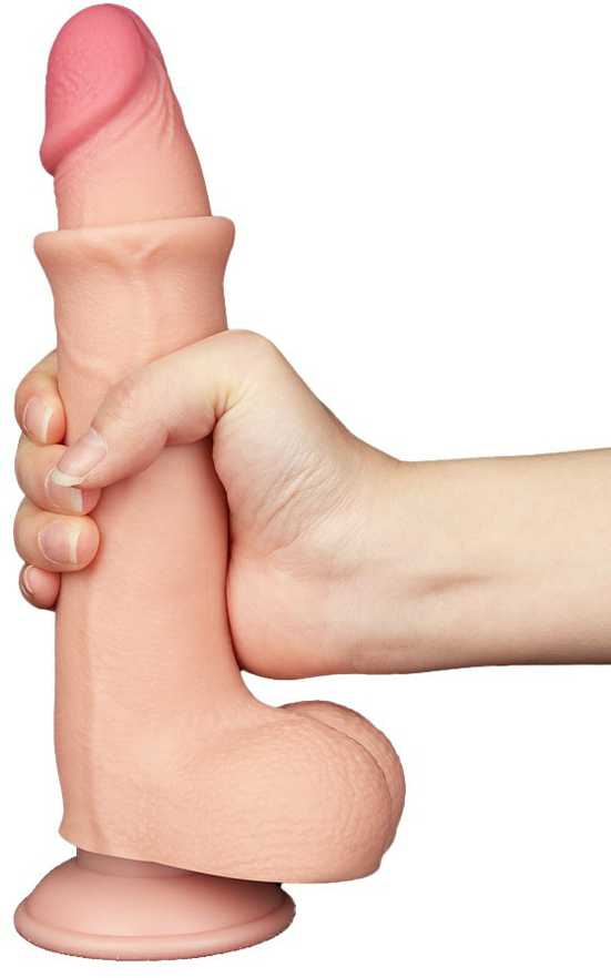 LoveToy 8,5 colio slankiojančios odos dvisluoksnis Dong minkštimas