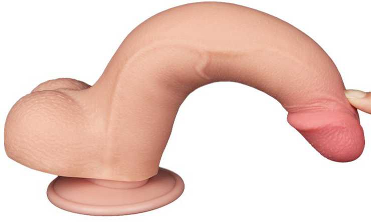 LoveToy 8,5 colio slankiojančios odos dvisluoksnis Dong minkštimas