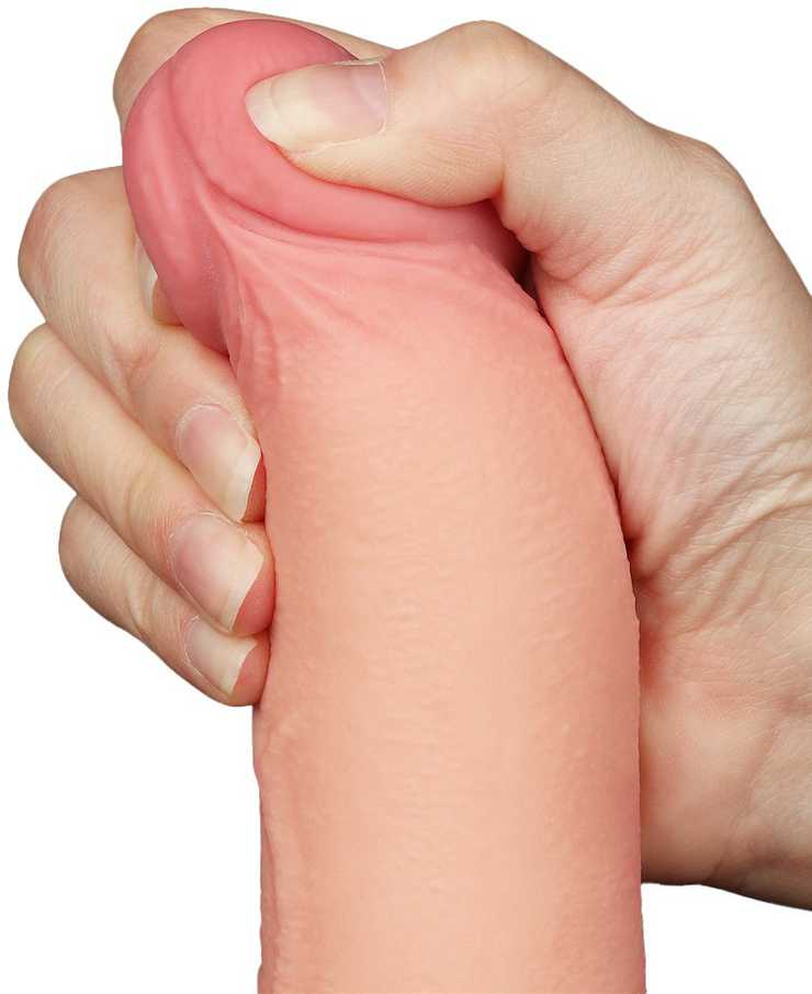 LoveToy 8,5 colio slankiojančios odos dvisluoksnis Dong minkštimas