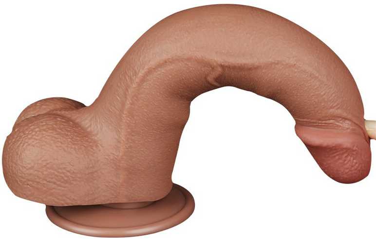 LoveToy 8,5 colio slankiojančios odos dvisluoksnis dongas, rudas