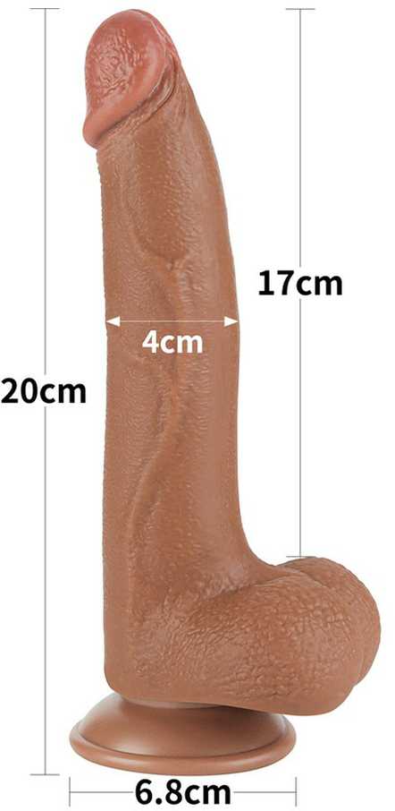 LoveToy 8,5 colio slankiojančios odos dvisluoksnis dongas, rudas