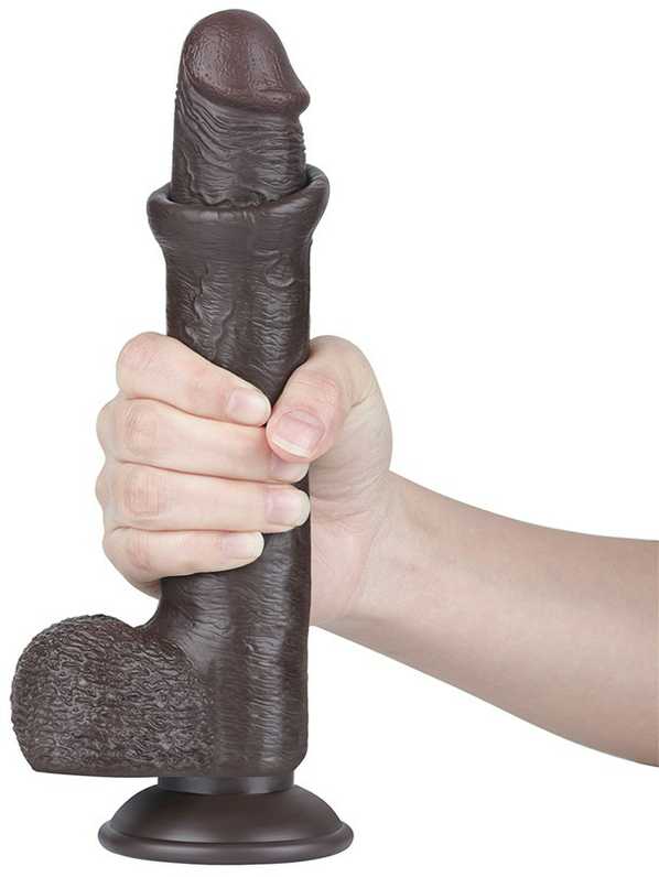 LoveToy 9'' Sliding Skin Dual Layer Dong Juodas