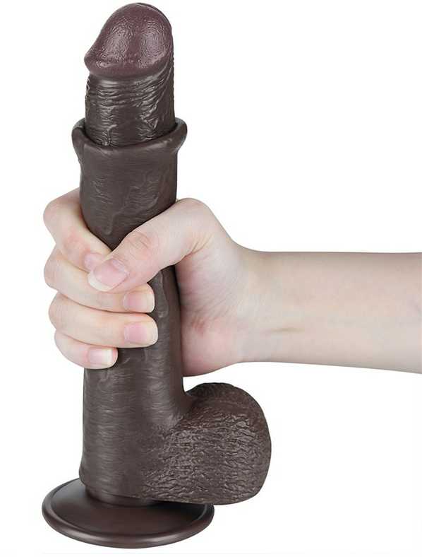 LoveToy 9'' Sliding Skin Dual Layer Dong Juodas