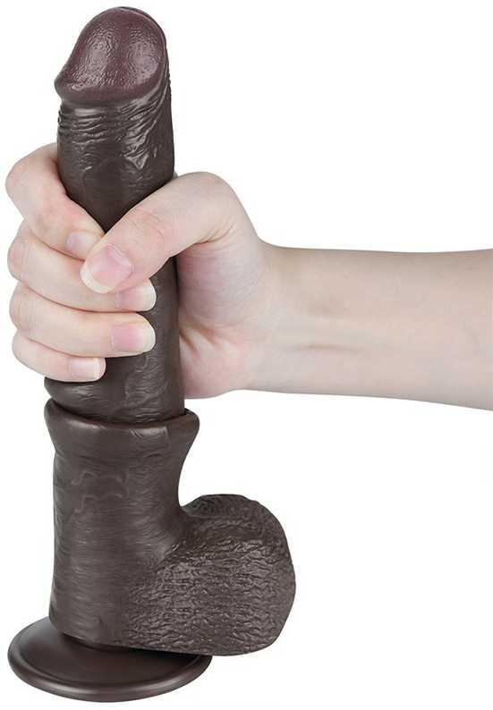 LoveToy 9'' Sliding Skin Dual Layer Dong Juodas