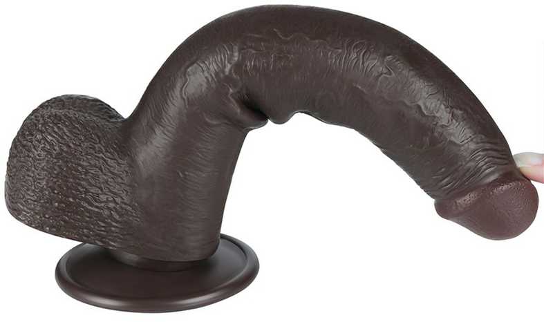 LoveToy 9'' Sliding Skin Dual Layer Dong Juodas