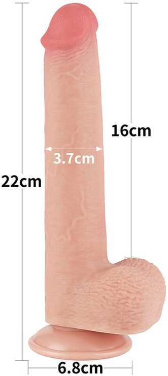 LoveToy 9 colių slankiojančios odos dvisluoksnis Dong minkštimas