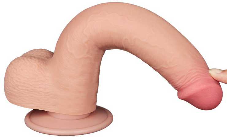 LoveToy 9 colių slankiojančios odos dvisluoksnis Dong minkštimas