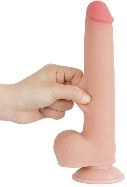 LoveToy 9 colių slankiojančios odos dvisluoksnis Dong minkštimas