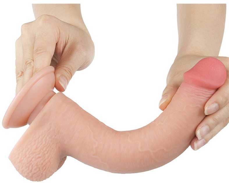 LoveToy 9 colių slankiojančios odos dvisluoksnis Dong minkštimas
