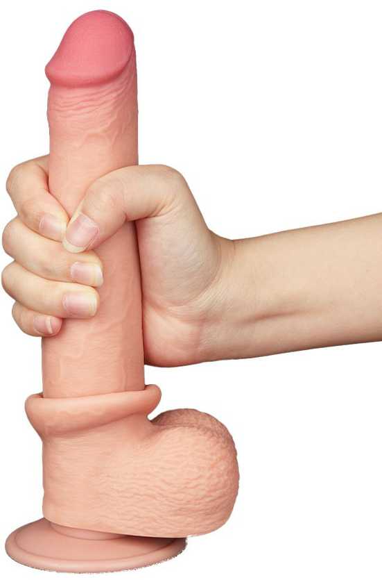 LoveToy 9 colių slankiojančios odos dvisluoksnis Dong minkštimas