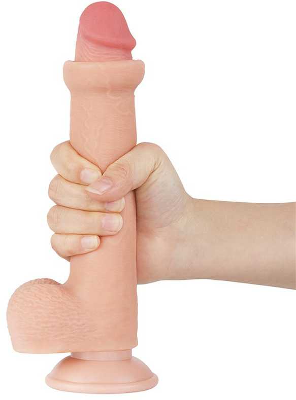 LoveToy 9 colių slankiojančios odos dvisluoksnis Dong minkštimas